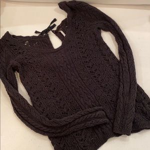 Free People Navy Sweater - open tie back